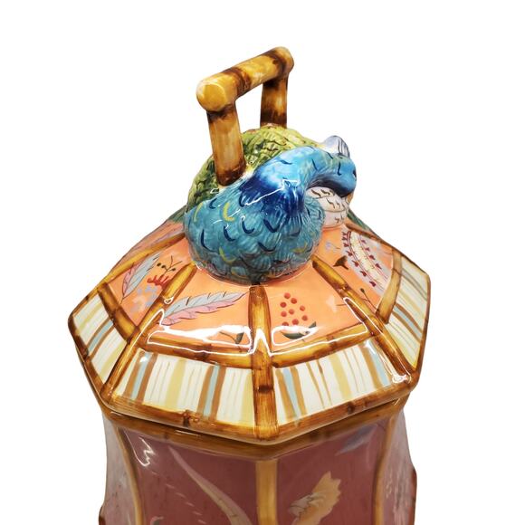 Tracy Porter Artesian Road Collection Hand Painted Peacock Cookie Jar 4807120 - Picture 11 of 16